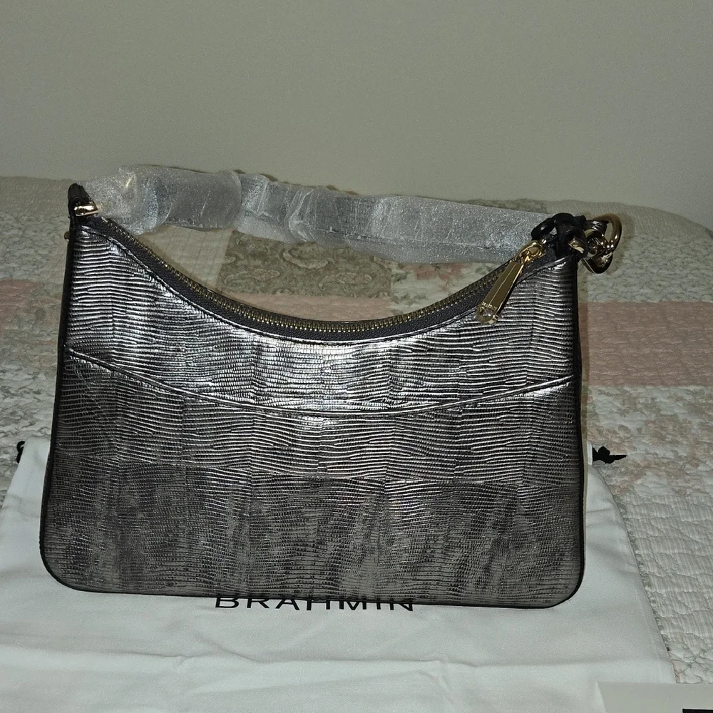 NWT Brahmin ESME Shoulder Bag In Chrome Tamar - Picture 5 of 15